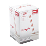 7.75" Giant White With Red Stripe Straw, Paper Wrapped, Inner Package