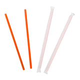 8.5" Giant Orange Straws, Paper Wrapped, Group Image, Fanned Out Straws
