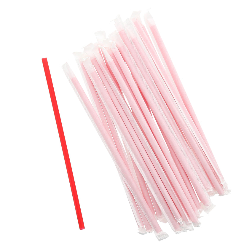9" Giant Red Straws, Paper Wrapped, Group Image