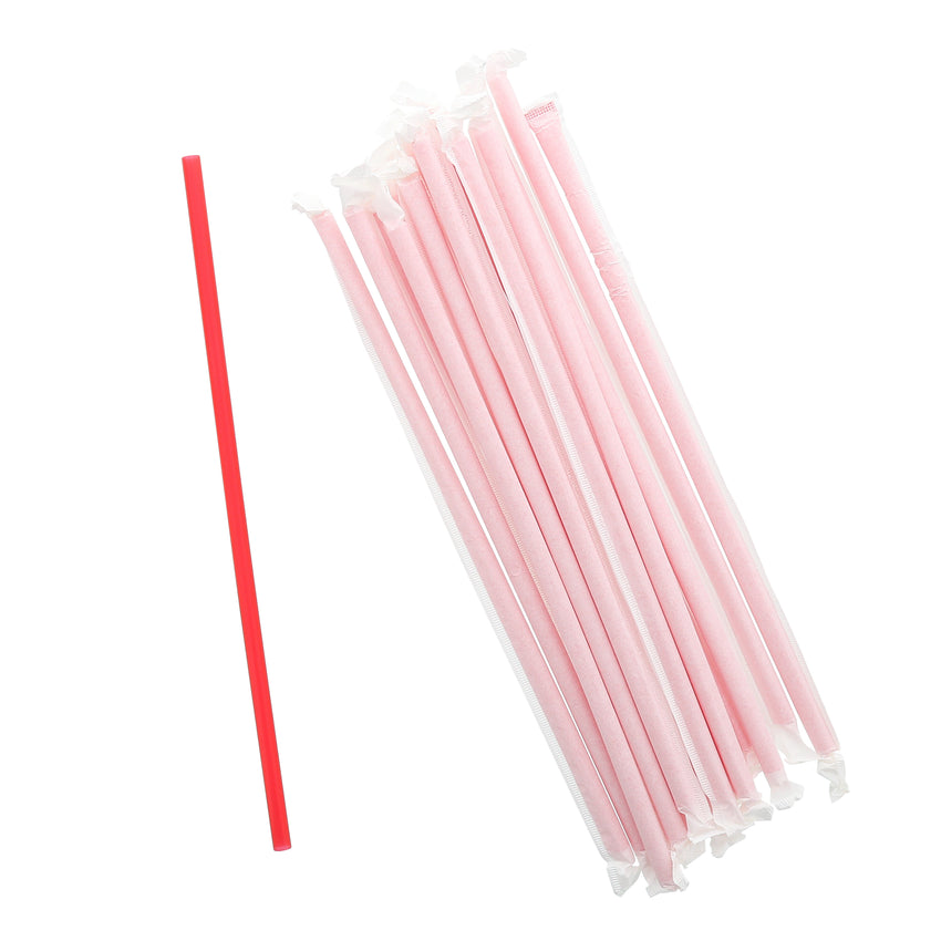 10.25" Giant Straw, Red, Paper Wrapped, Group Image
