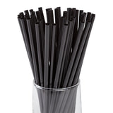 7.75" Jumbo Black Straw, Unwrapped, Straws In A Glass, Zoomed In