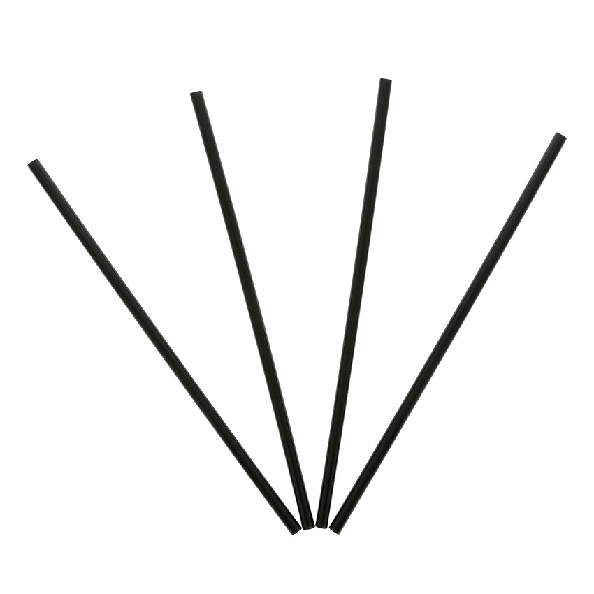 7.75" Jumbo Black Straw, Unwrapped, Group Image, Fanned Out Straws