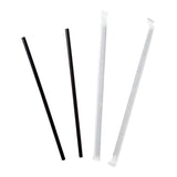 7.75" Jumbo Black Straw, Paper Wrapped, Group Image, Fanned Out Straws