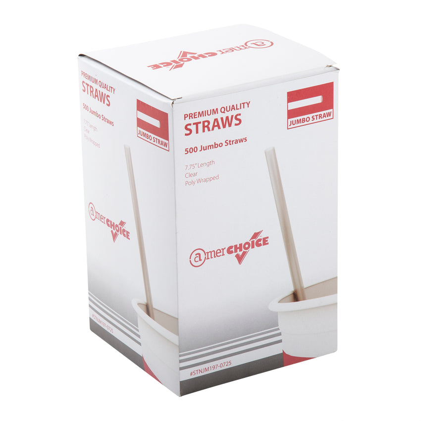 7.75" Jumbo Clear Straw, Poly Wrapped, Inner Package