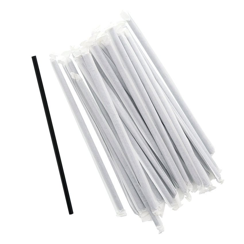 7.75" Jumbo Black Straw, Paper Wrapped, Group Image