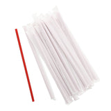 7.75" Jumbo Red Straw, Paper Wrapped, Group Image, Wrapped and Unwrapped Straws