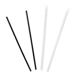 10.25" Jumbo Straw, Black, Paper Wrapped, Two Unwrapped Straws and Two Wrapped Straws
