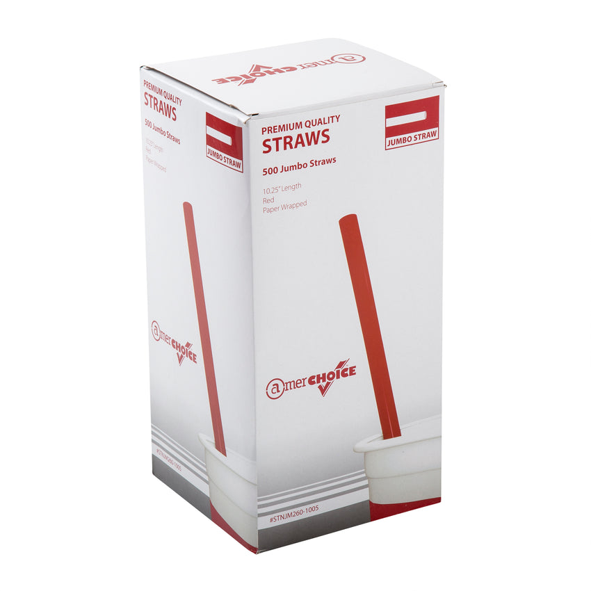 10.25" Jumbo Straw, Red, Paper Wrapped, Inner Package