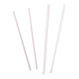 10.25" Jumbo Straw, White With Red Stripe, Paper Wrapped, Two Unwrapped Straws and Two Wrapped Straws