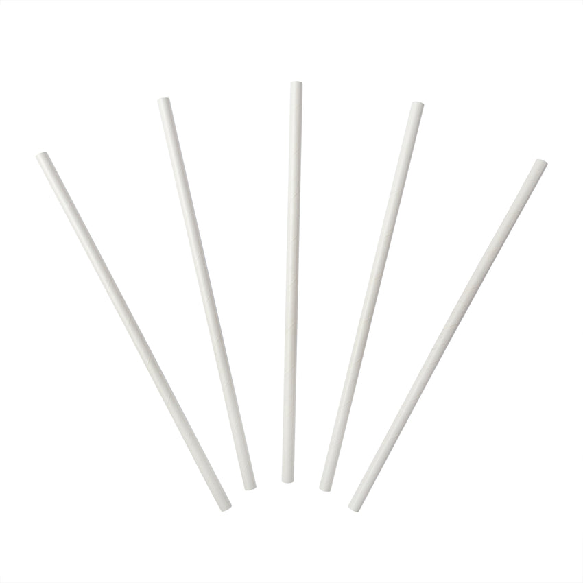 WHITE 7.75" JUMBO UNWRAPPED PAPER STRAW, Fanned Out View