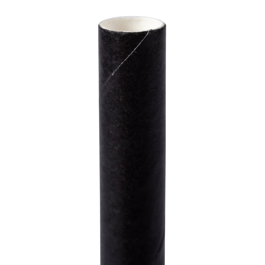 BLACK 7.75" JUMBO UNWRAPPED PAPER STRAW, Upright Detailed View