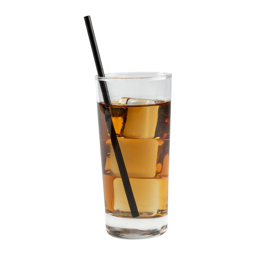 STRAW, 7.75", JUMBO, PAPER, WRAPPED, BLK, BAGGED, in beverage with ice