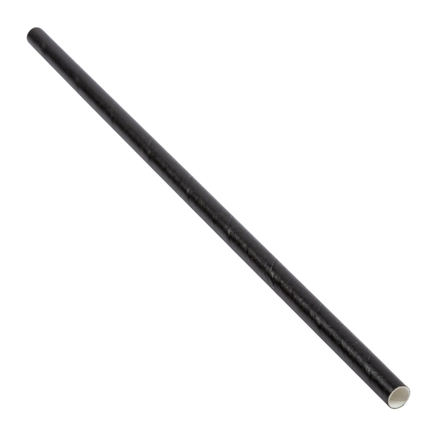 STRAW, 7.75", JUMBO, PAPER, WRAPPED, BLK, BAGGED