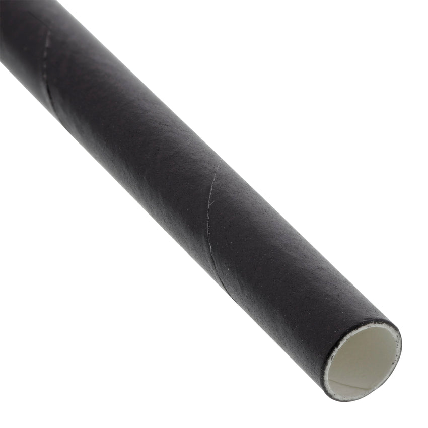 BLACK 7.75" JUMBO UNWRAPPED PAPER STRAW, Detailed View