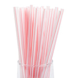7.75" Giant White With Red Stripe Straw, Unwrapped, Group Image, Straws In A Glass, Zoomed In