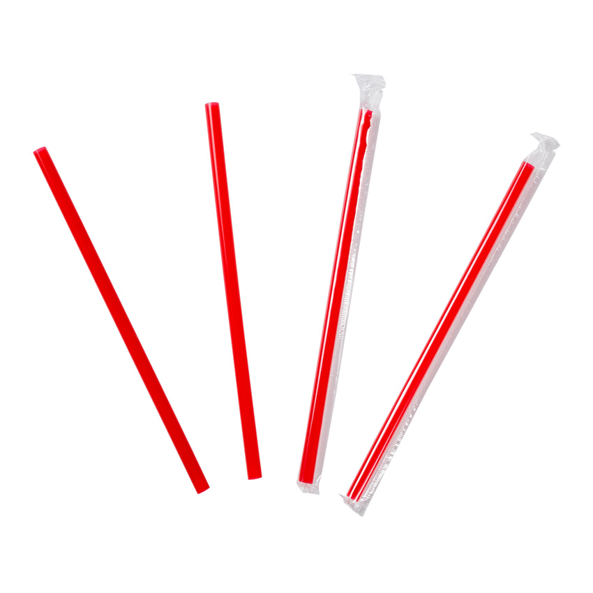 7.75" Giant Red Straw, Poly Wrapped, Group Image, Fanned Out Straws