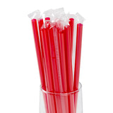 7.75" Giant Red Straw, Poly Wrapped, Group Image, Straws In A Glass, Zoomed In