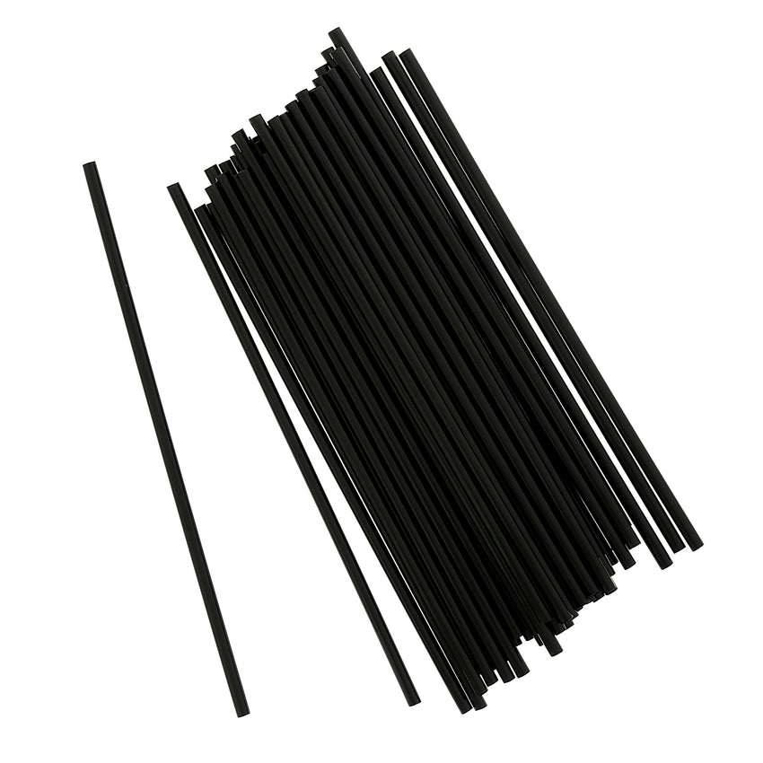 5" Black Stirrer Straw, Unwrapped, Group Image