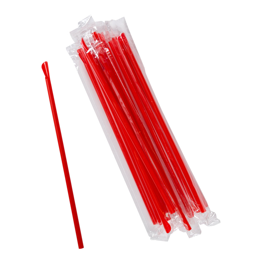 10" Giant Red Spoon Straws, Poly Wrapped, Group Image