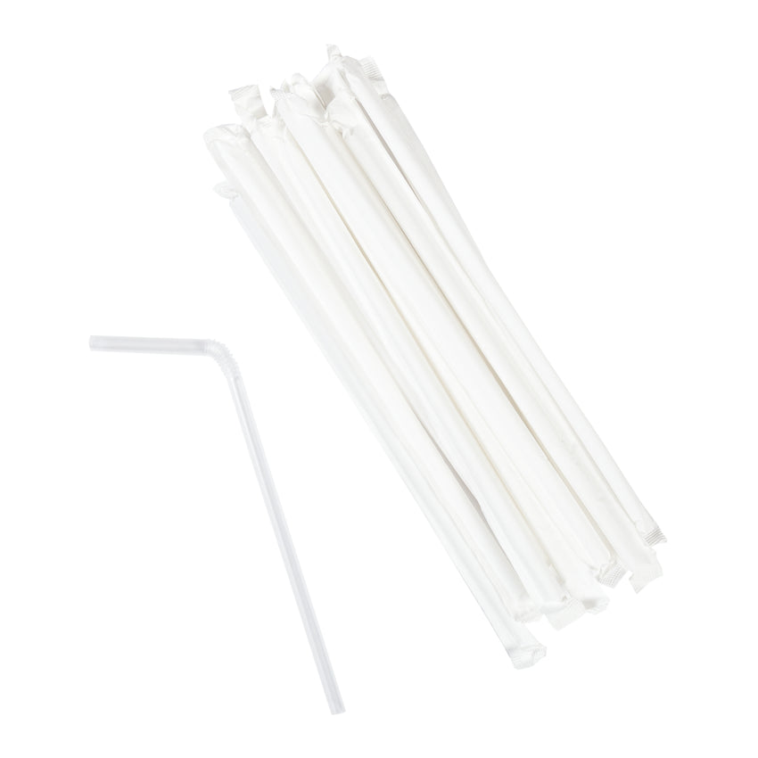 7-5/8" Jumbo Flex Clear Straw, Paper Wrapped, Group Image