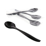 10" Black Extra Heavy Weight Polystyrene Serving Spoon, Unwrapped and Individually Wrapped