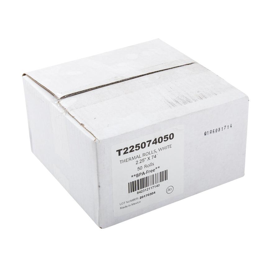 Thermal Rolls, 2.25" x 74', 11mm ID Solid Core, Closed Case