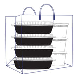 14" X 10" X 15" RIGID HANDLED MULTILINGUAL SHOPPING BAG, Container Stack