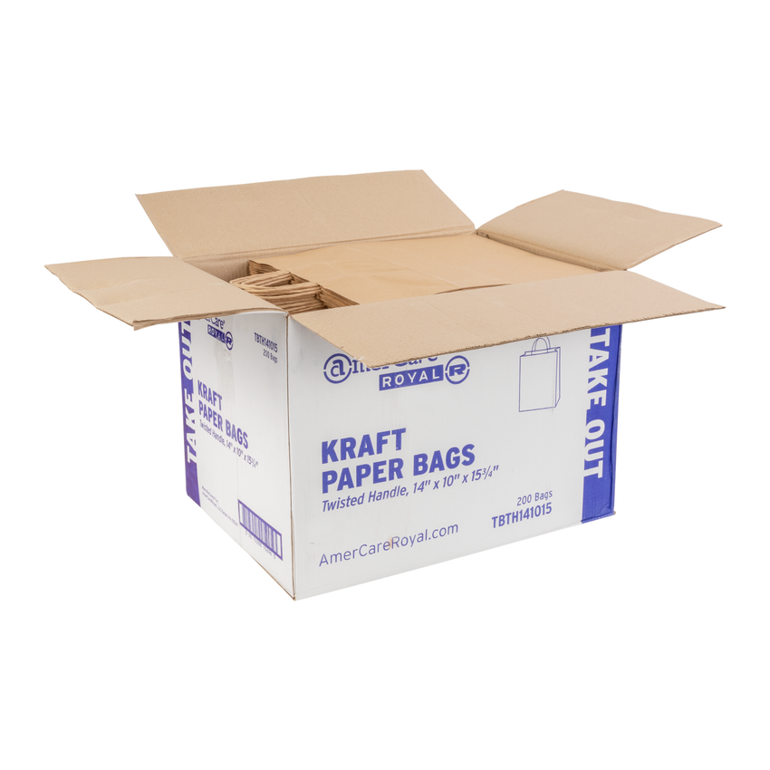 TWISTED HANDLE KRAFT PAPER BAG 12 X 9 X 15.75, 1/200 – AmerCareRoyal