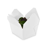 White Folded Takeout Box, 4-3/8" x 3-1/2" x 2-1/2", with food