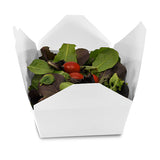 White Folded Takeout Box, 7-3/4" x 5-1/2" x 2-1/2", with food