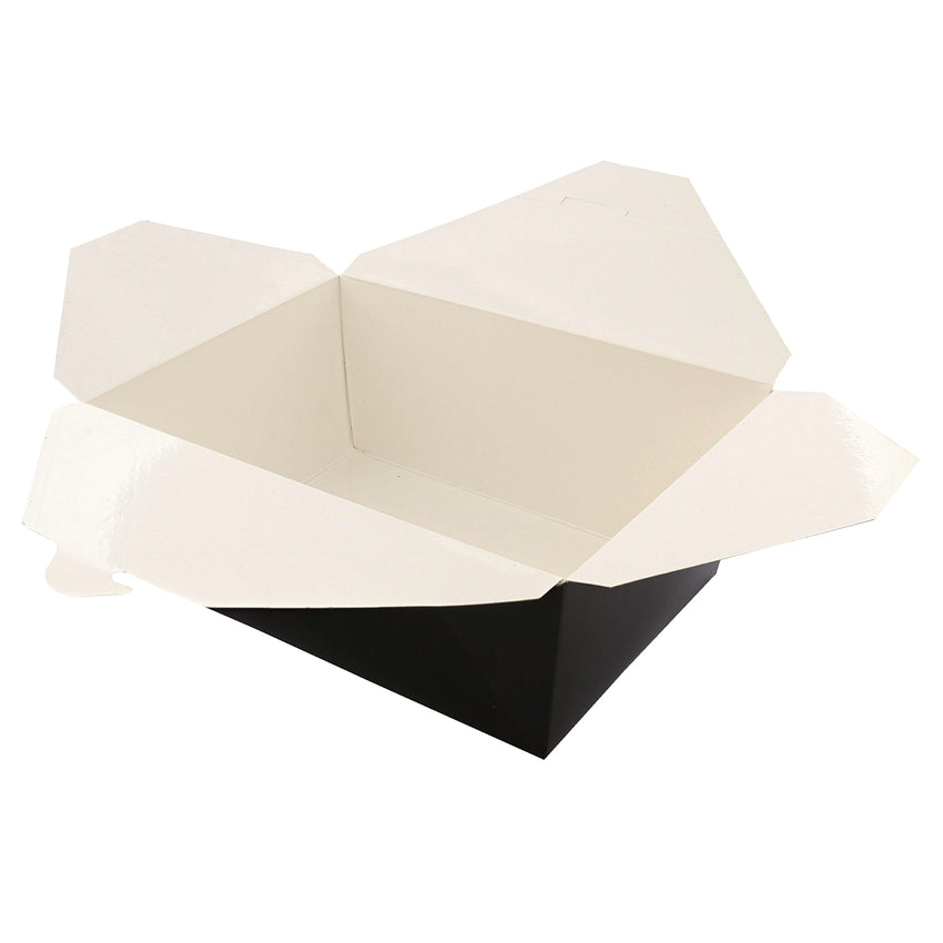 Black Folded Takeout Box, 7-3/4" x 5-1/2" x 3-1/2", Top View