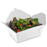 White Folded Takeout Box, 7-3/4" x 5-1/2" x 3-1/2", with food