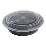 24 Oz Round Black To-Go Container with Clear Lid Combo