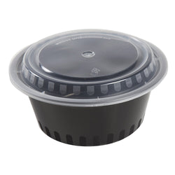 38 Oz Round Black To-Go Container with Clear Lid Combo