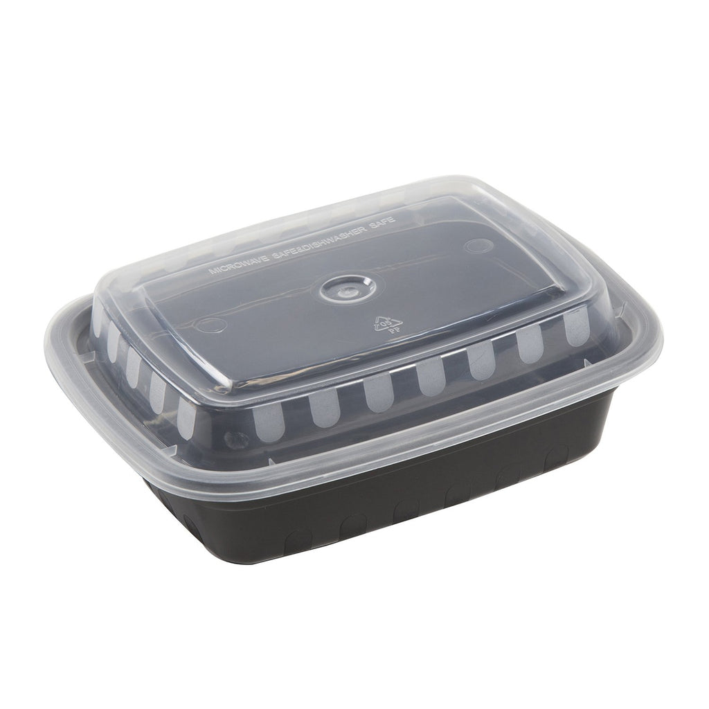 Tamper Tek 11 Ounce Rectangle Take Out Containers, 100 Durable Carryout Containers - Tamper-Evident, Freezable, Clear Plastic To-Go Containers, 3 Comp