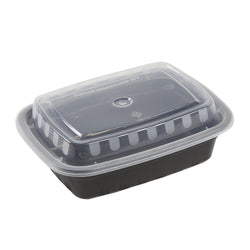 12 Oz Rectangular Black To-Go Container with Clear Lid Combo