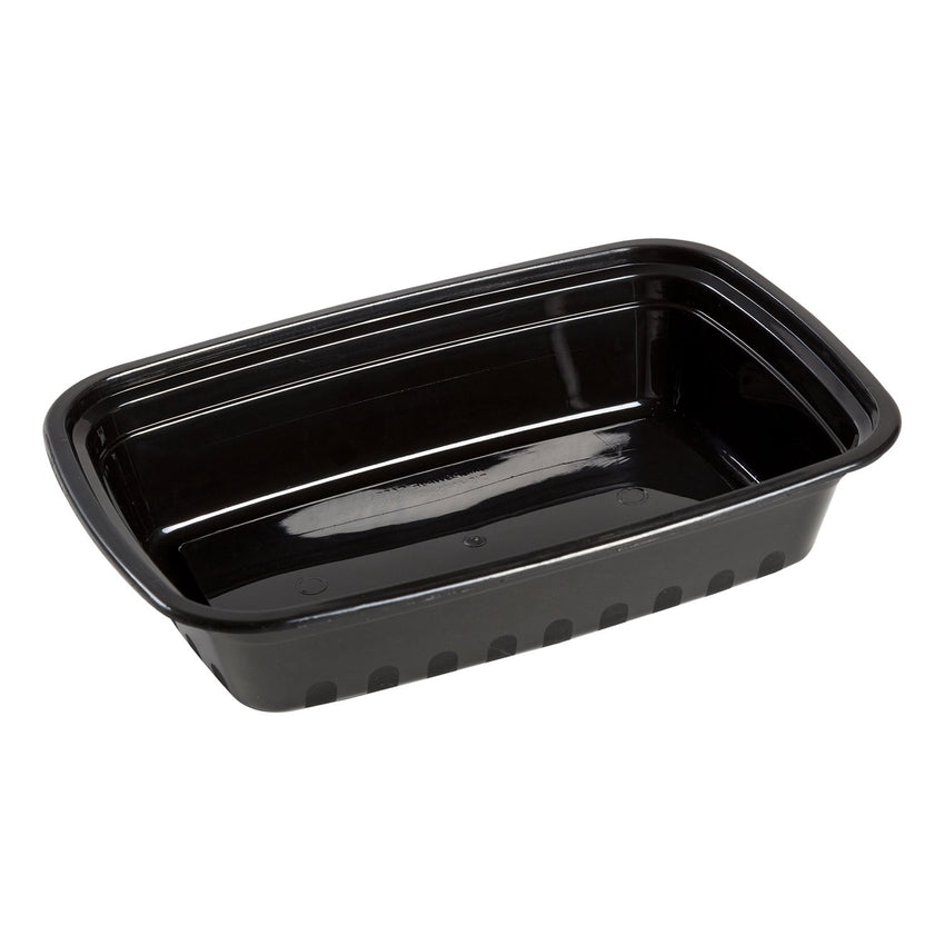 24 Oz Rectangular Black To-Go Container with Clear Lid Combo, Photo of Container Without Lid