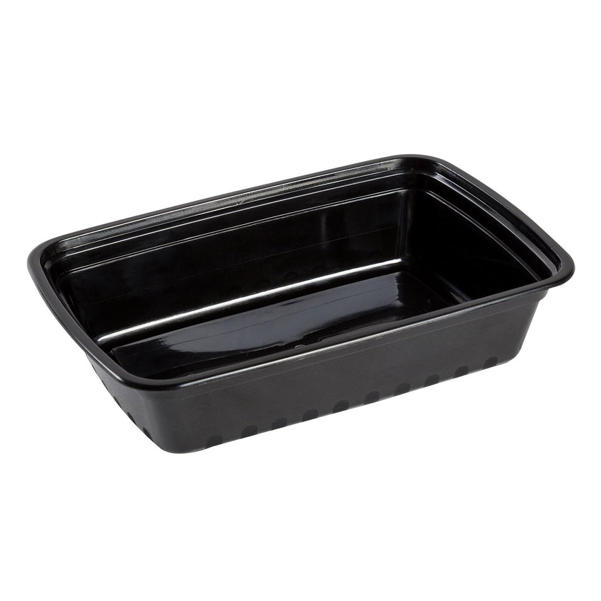Karat IM-FC1028B 28 oz. PP Injection Molding Microwaveable Food Containers with Clear Lids, Rectangular - Black (Case of 150)