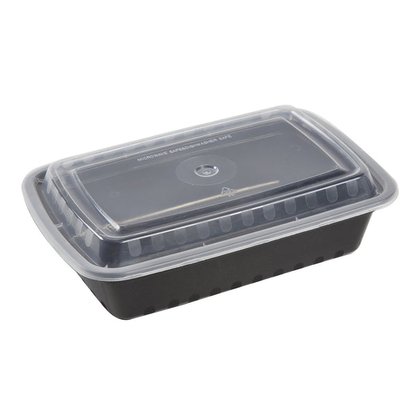 32oz Black Disposable Plastic Round Microwavable Food Container