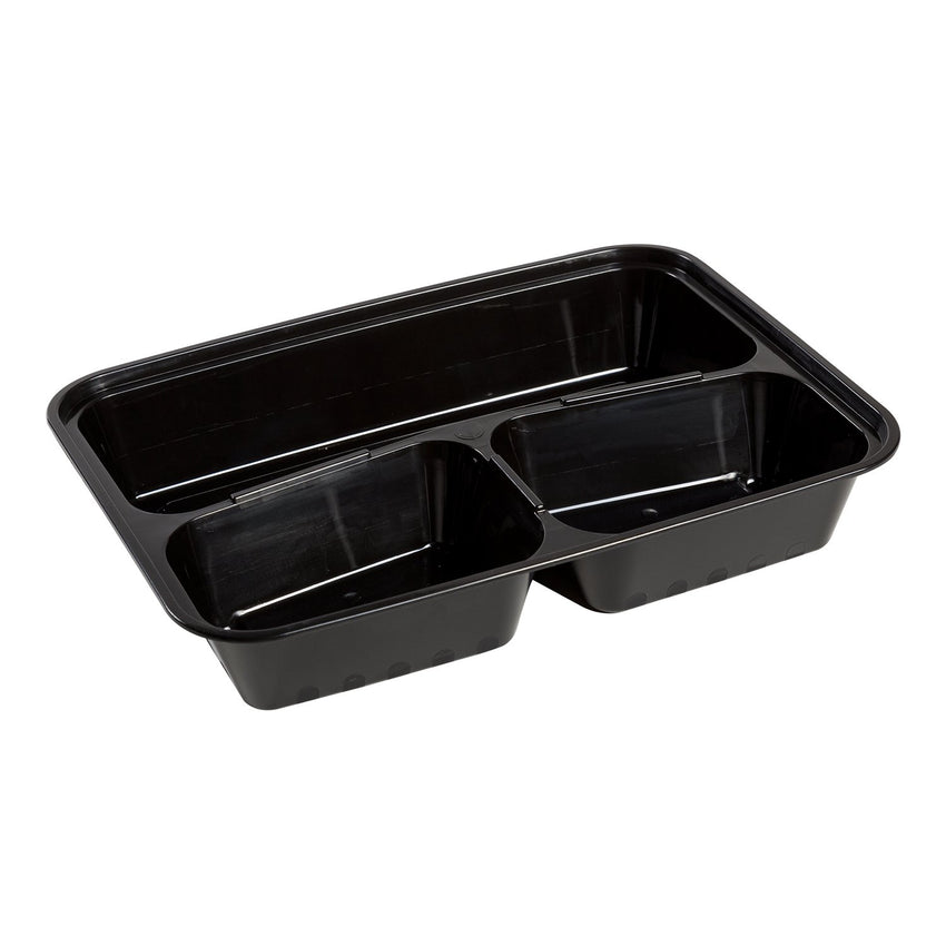 Container, To Go, Combo, LDPE, 33 Oz, Black, Rect, 3-Comp, 150