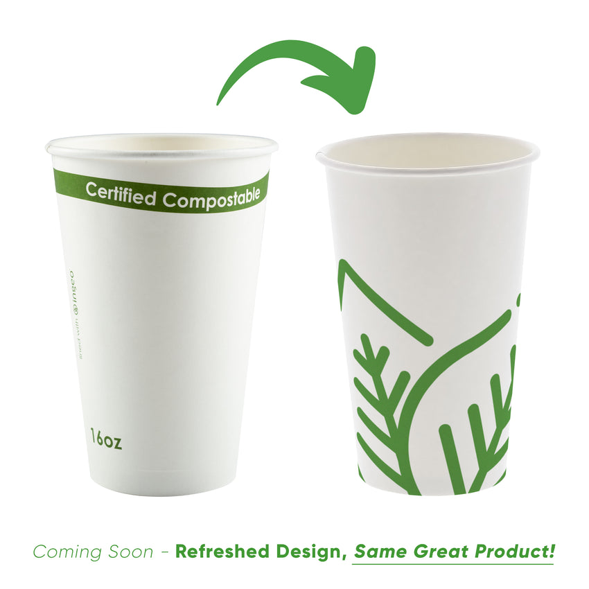 White 16 Ounce Compostable PLA Lined Cups