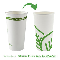 White 20 Ounce Compostable PLA Lined Cups