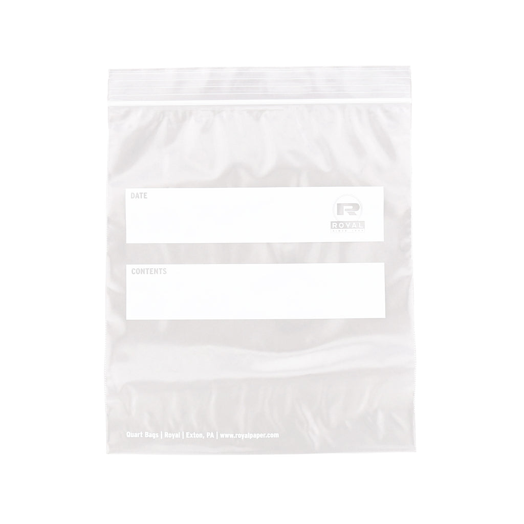 Royal Paper ZBQ78 Zip-It Double Zipper Quart Plastic Bags