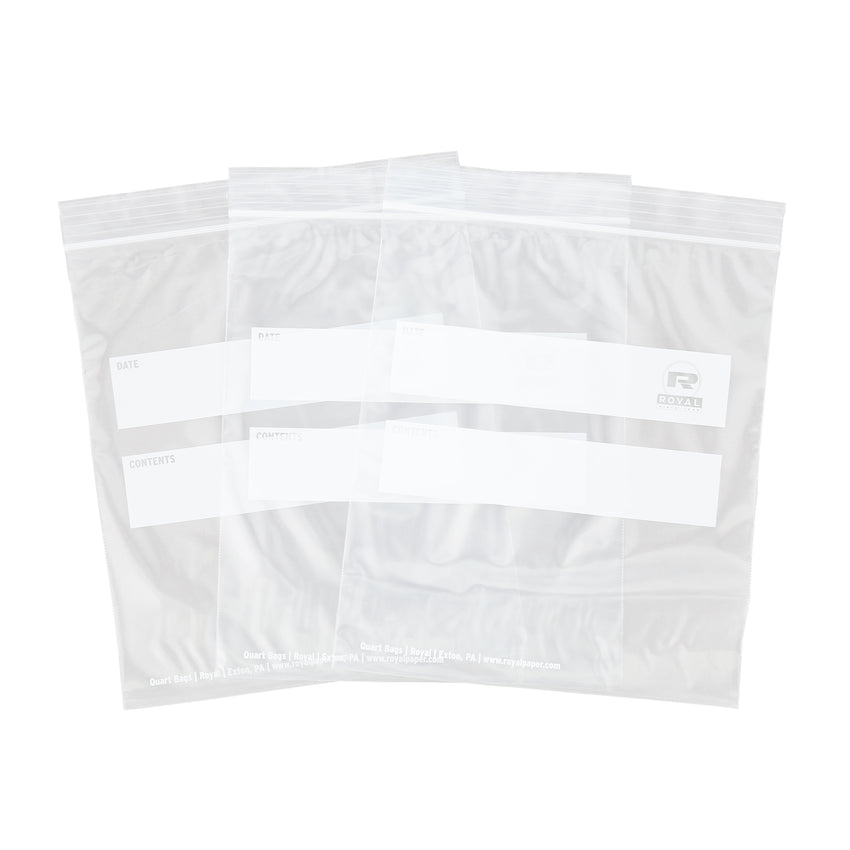 QUART DOUBLE ZIPPER BAG 7" X 8", Three Bags Side by Side